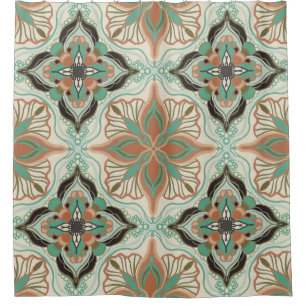 Watercolor Moroccan Floral Tile  