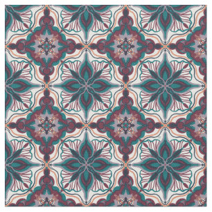 Watercolor Moroccan Geometric Tile Fabric