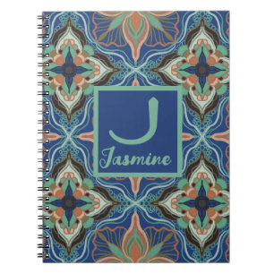 Watercolor Moroccan Marrakech Floral Personalized  Notebook