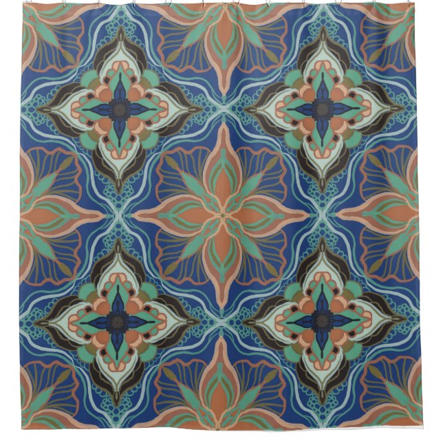 Watercolor Moroccan Marrakech Floral Tile  (Front)