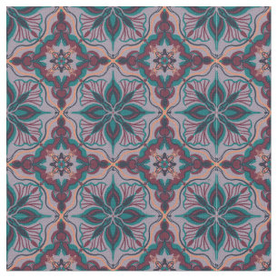 Watercolor Moroccan Purple Geometric Tile Fabric