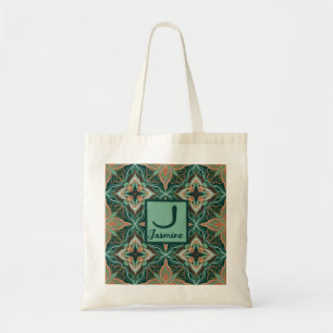 Watercolor Moroccan Teal Floral  Tote Bag