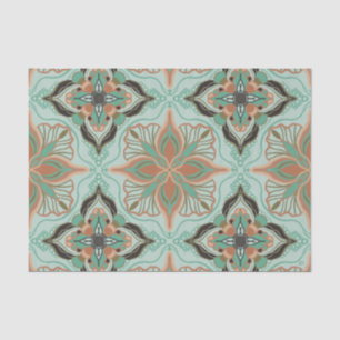 Watercolor Moroccan Vintage Floral Tile Tissue Paper