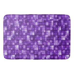 Watercolor Mosaic Tiles Shades of Purple Bath Mat