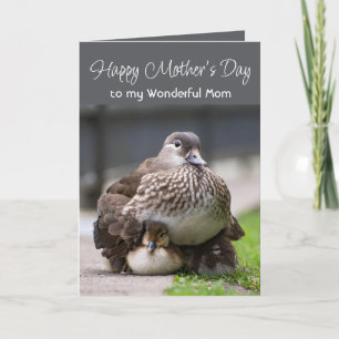 Watercolor Mother Duck Baby Chicks Card