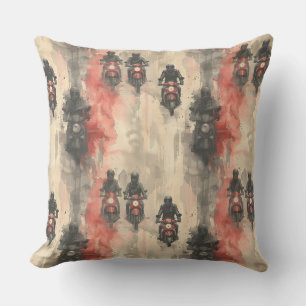 Watercolor motorcycles, bikers, racing, motorcycli outdoor pillow