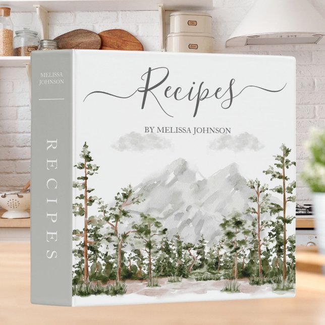 Watercolor Mountain and Forest Cookbook Recipe Binder (In situ Kitchen)
