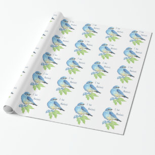 Watercolor Mountain Bluebird Blue Bird Art for the Wrapping Paper