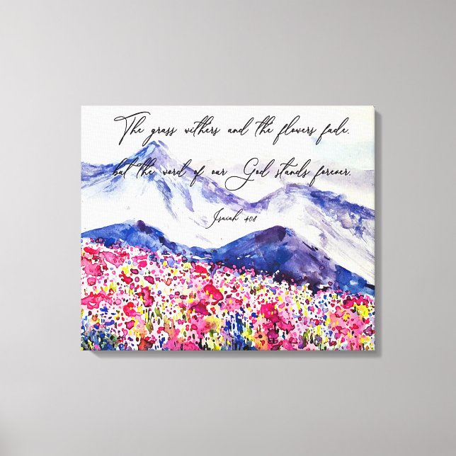 Watercolor Mountain Faith Quote Canvas Print (Front)