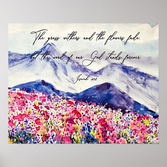 Watercolor Mountain Faith Quote Poster (Front)