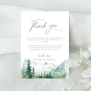 Watercolor Mountain Forest Rustic Wedding Thank You Card