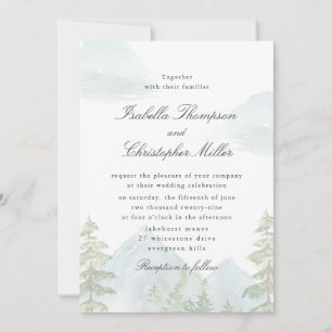 Watercolor Mountain Forest Wedding Invitation
