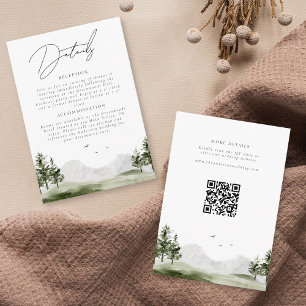 Watercolor Mountain Forest Wedding Script Detail Enclosure Card