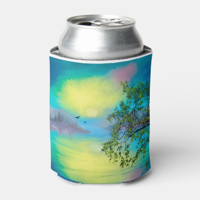 Watercolor Mountain Landscape Can Cooler (Can Front)