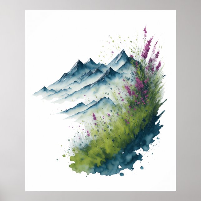 Watercolor Mountain Landscape Poster (Front)