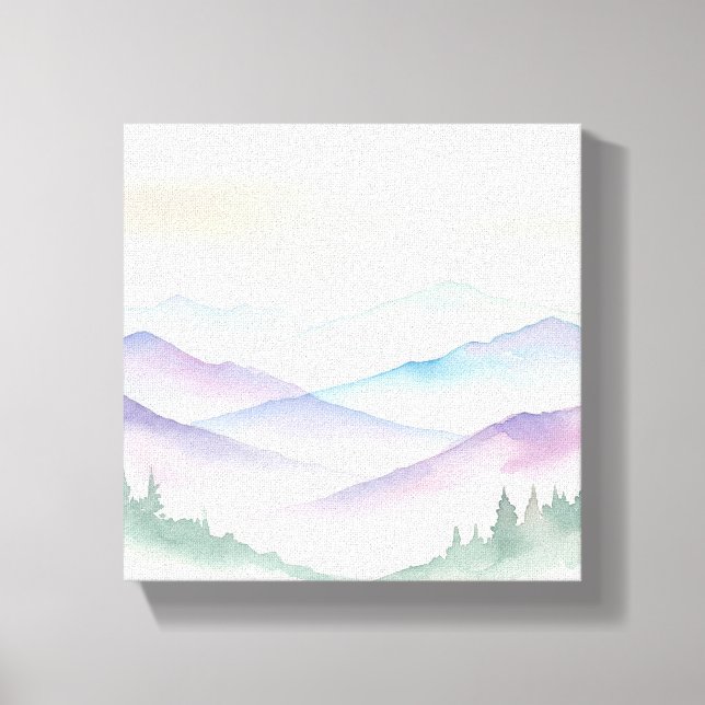 Watercolor Mountain Landscape Wall Art – Wrapped C (Front)