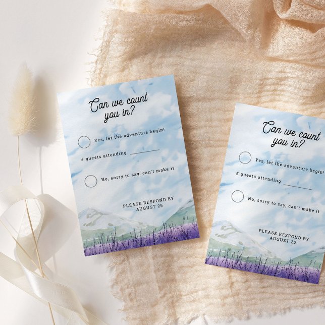 Watercolor Mountain Lavender Wedding Modern RSVP Card (Simple RSVP Card from my Mountain Lavender Wedding Collection
)