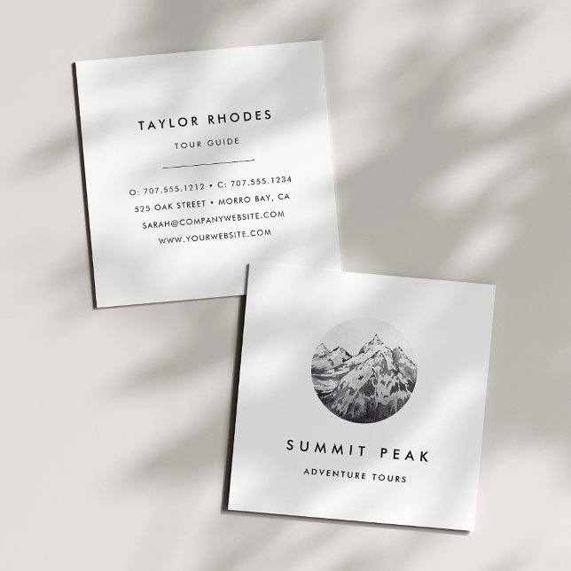 Watercolor Mountain Logo Square Business Card (Creator Uploaded)