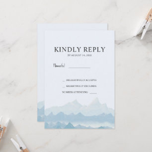 Watercolor mountain range country wedding RSVP Invitation