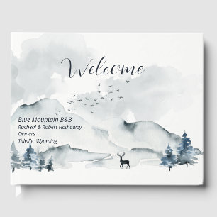 Watercolor Mountain Scene Welcome Guest Book