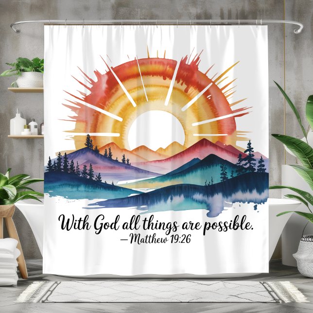 Watercolor Mountain Sunrise Bible Verse (Creator Uploaded)