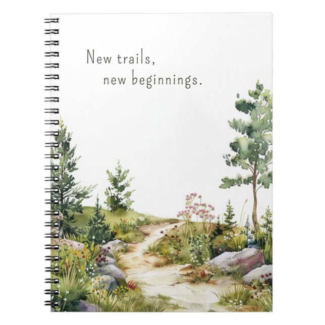 Watercolor Mountain Trail Spiral Notebook (Front)