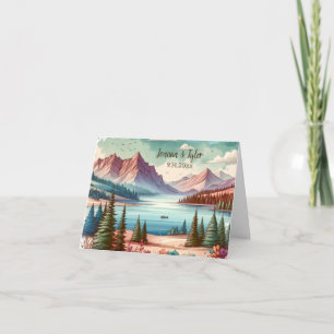 Watercolor Mountain Views Wedding  Thank You Card