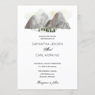 watercolor mountain wedding invitation