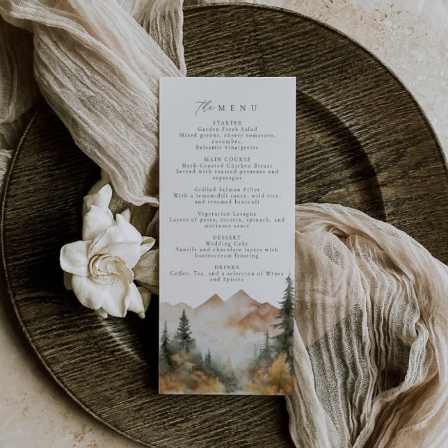 Watercolor Mountain Wedding Menu (Creator Uploaded)