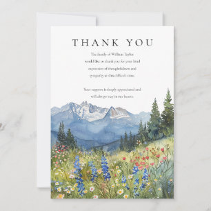 Watercolor Mountain Wildflower Funeral Thank You Card