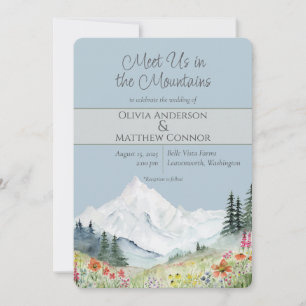 Watercolor Mountain Wildflower Wedding Invitation