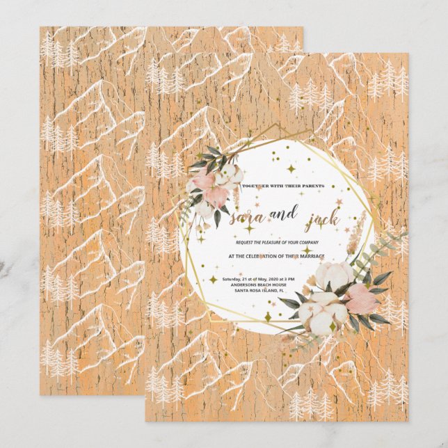 Watercolor Mountain Wildflower Wedding Invitation (Front/Back)