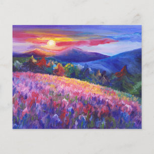 Watercolor mountain wildflowers background