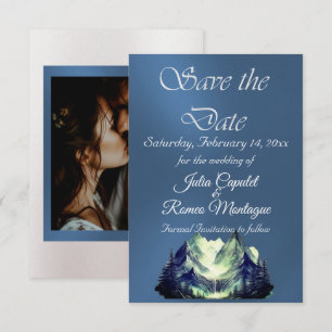 Watercolor Mountains Blue 2  Save The Date