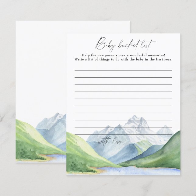 Watercolor mountains - bucket list game (Front/Back)
