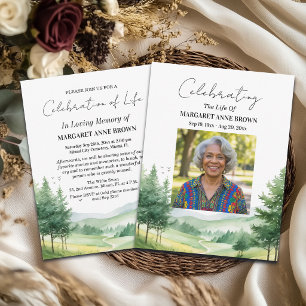 Watercolor Mountains Celebration Of Life Photo  Invitation