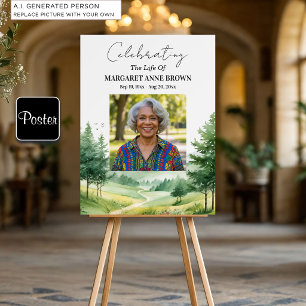 Watercolor Mountains Celebration Of Life Photo  Poster