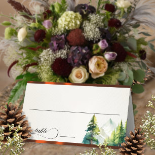 Watercolor Mountains - Copper Place Card