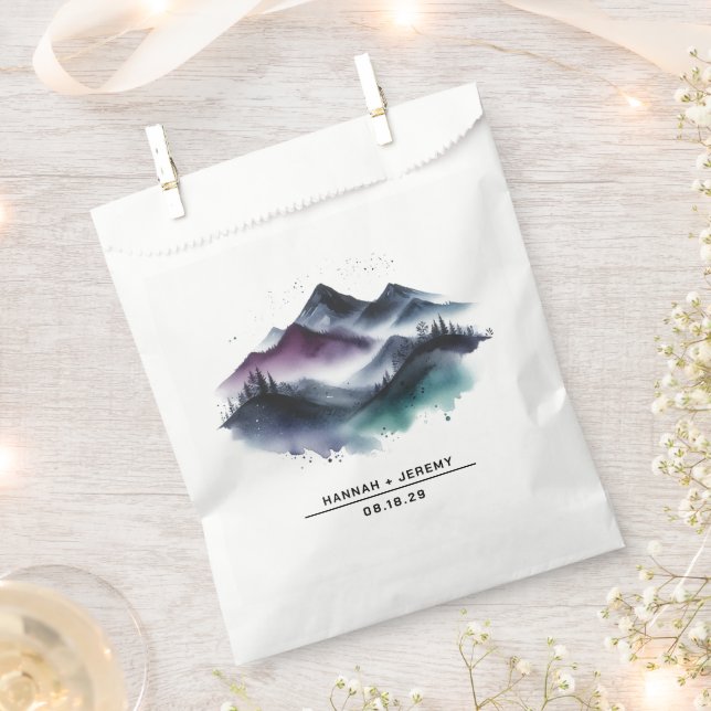Watercolor Mountains Favour Bag (Clipped)