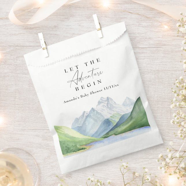 Watercolor mountains - Let the adventure begin Favour Bag (Clipped)