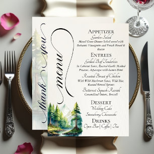  Watercolor Mountains, Monogram & Thank You  Menu