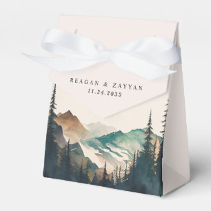 Watercolor Mountains Pine Forest Wedding Favor Box