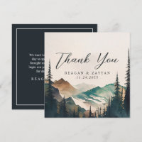 Watercolor Mountains Pine Forest Wedding 