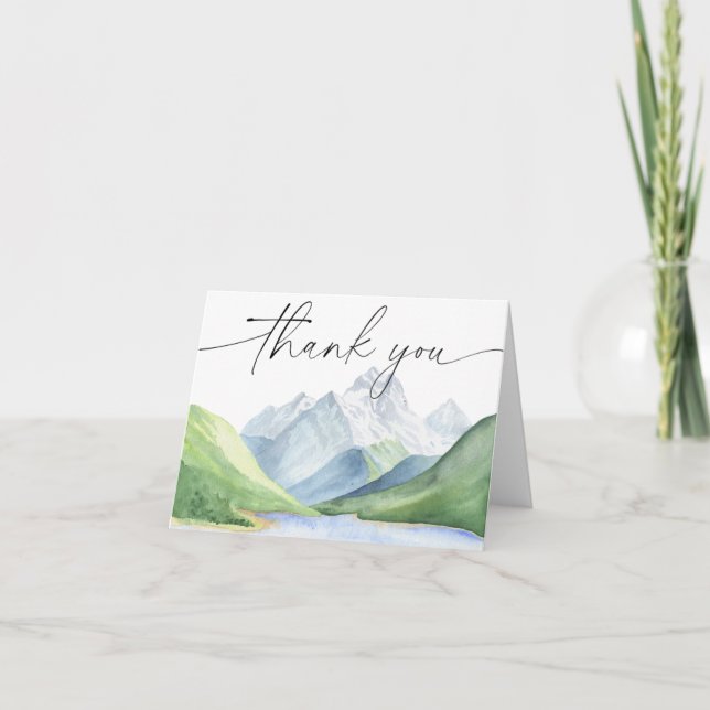 Watercolor mountains Thank you Card (Front)
