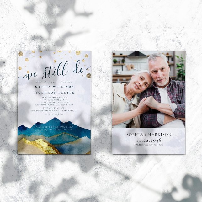 Watercolor Mountains We Still Do Vow Renewal Photo Invitation (Creator Uploaded)