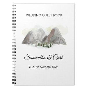 Watercolor mountains wedding guestbook notebook