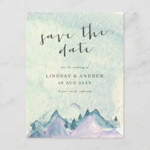 Watercolor Mountains Wedding Save the Date Invitation