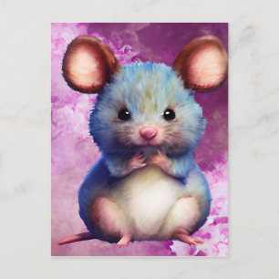 Watercolor Mouse Graphic Postcard
