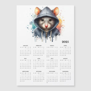 Watercolor Mouse Hoodie Splash Art 2025 Calendar