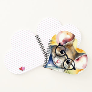 Watercolor Mouse With Glasses Notebook